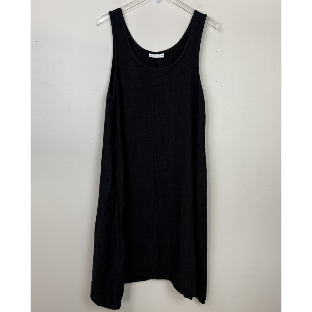 Bryn Walker Dress XS Linen Midi Sleeveless Minimalist Coastal Lagenlook Black